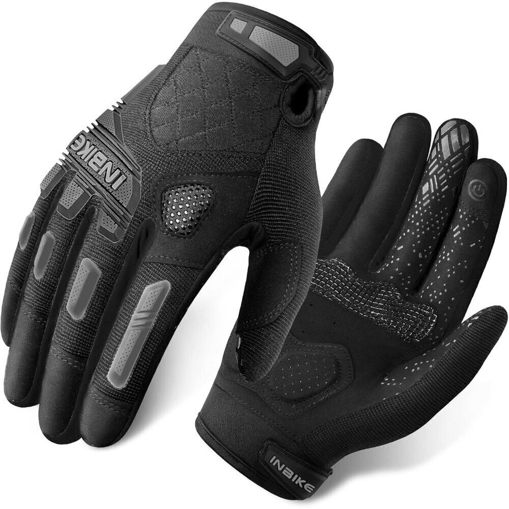 🆕Inbike Men's Grey Wear Resistant Breathable Mtb Touchscreen Motorcycle Gloves